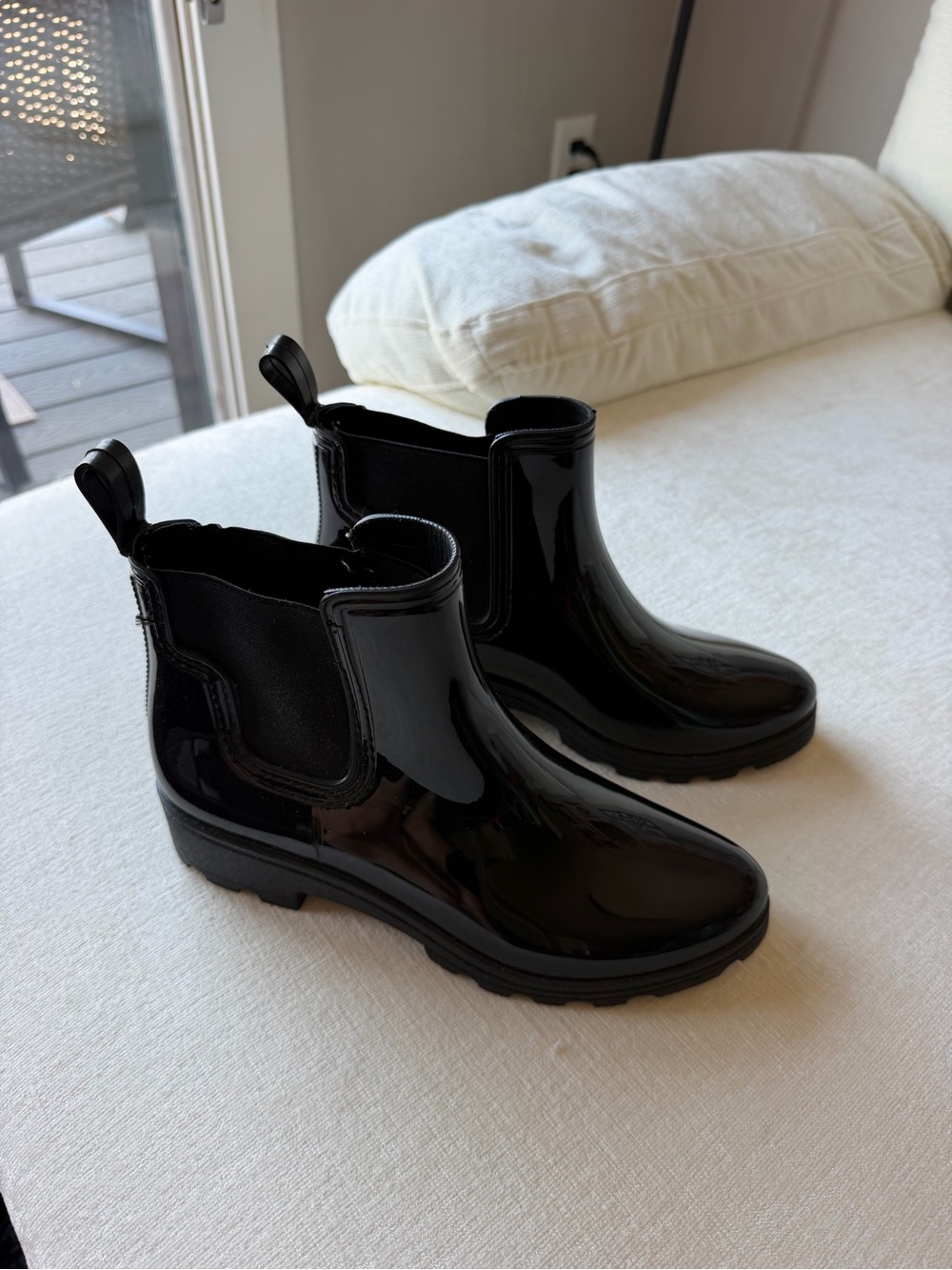 Capelli of New York Black Patent Chelsea Rain Booties